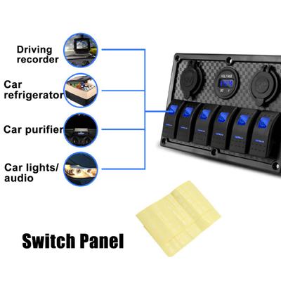 Switch Panel Flame-retardant Dual USB Ports Sturdy 6 LED Rocker Switch for Boat