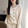 Cárdigan de Punto para Mujer Otoño Invierno Patrón Retro Fair Isle Cuello Redondo Manga Larga Holgado Mezcla de Lana Abrigo Suéter Ropa Exterior Informal