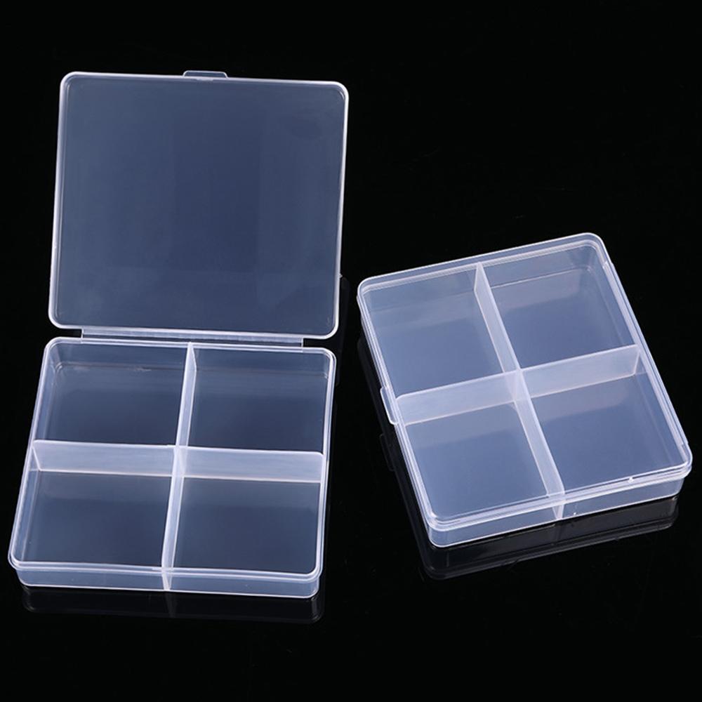 1PC Transparent Plastic Storage Box 4 Grids Translucent Box Packing Box Storage Box Dustproof Strong Jewelry Case Container