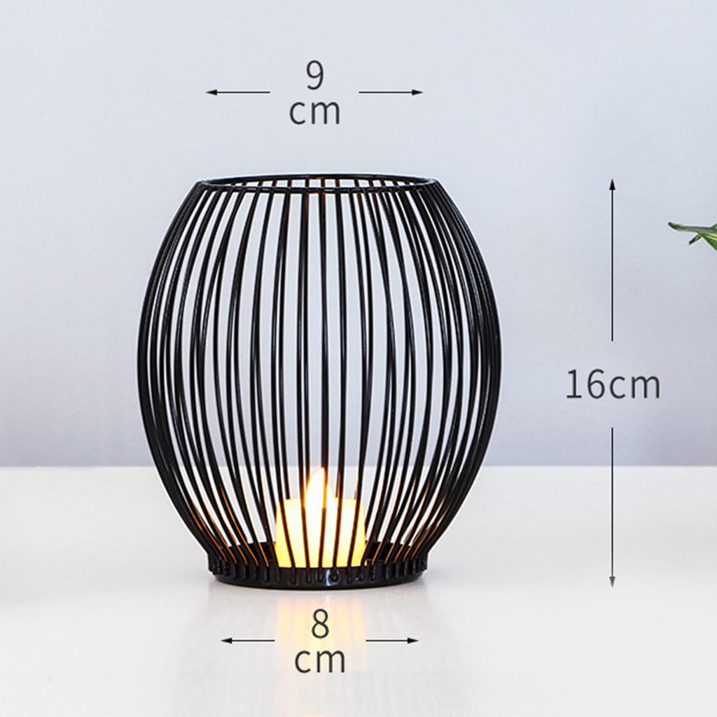 Simple Metal Candle Holder Ornament Iron Cage Candle Holder Decoration for Home Wedding Tabletop Black S