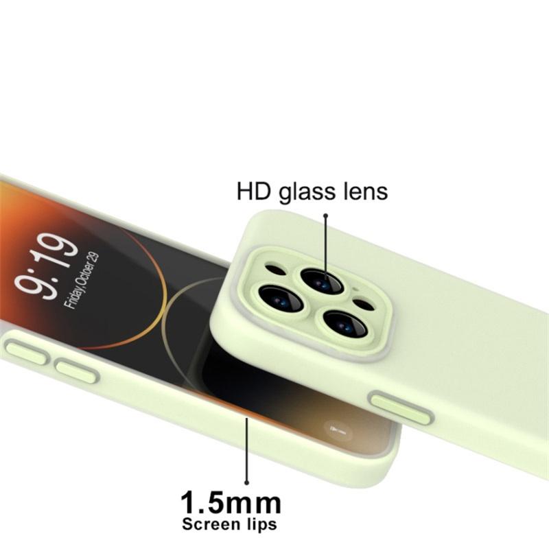 For iPhone 14 Pro Case with Glass Lens Film,Liquid Silicone Soft Phone Cover