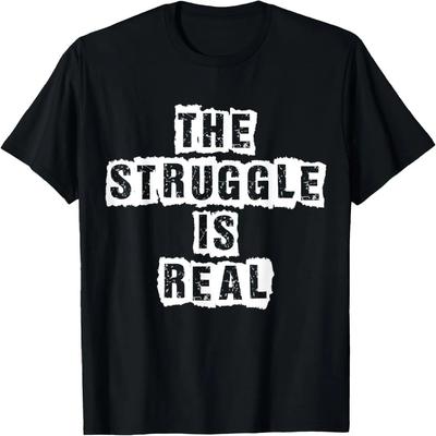 Der Kampf ist echt Kurzarm Distressed Grafik T-Shirt