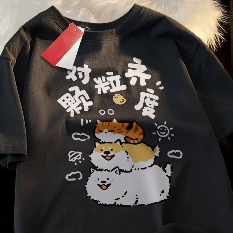 Voice Call Cat Japanese Style T Shirt Men Women Fashion Tshirts Summer Tops Cotton Loose Street Hip Hop T-Shirts 5XL