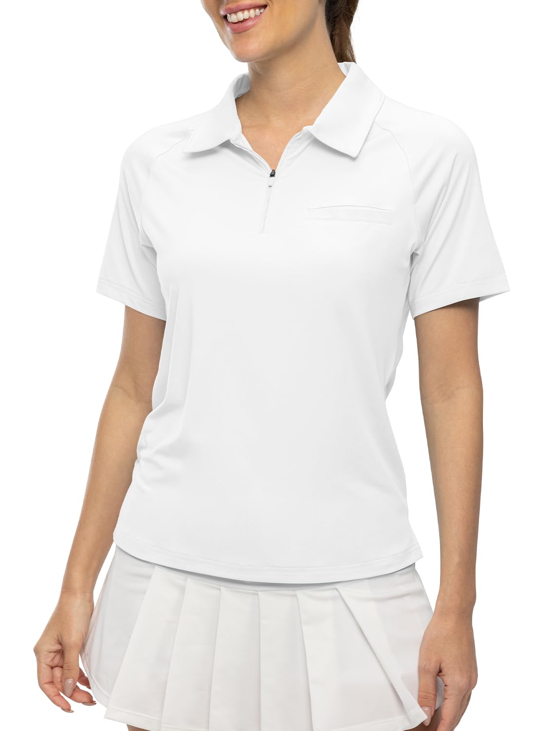 

Gopuune Polo Short Training Outdoor Cut and UV Nursing Clothing Women s Half-Zip Shirt, Sleeve, Moisture-Wicking, Quick-Drying, T-Shirt, Top, Sewn,