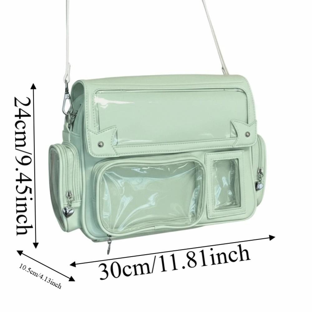 Transparent Convertible Ita Backpack PVC Solid Color Kawaii Uniform Bag Ita Waterproof PU Leather Clear Window Plushie Bag