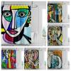 Abstract Cubist Art Bath Curtain - High-Quality Waterproof And Mildew-Proof Bathroom Decor For A Unique Home Statement