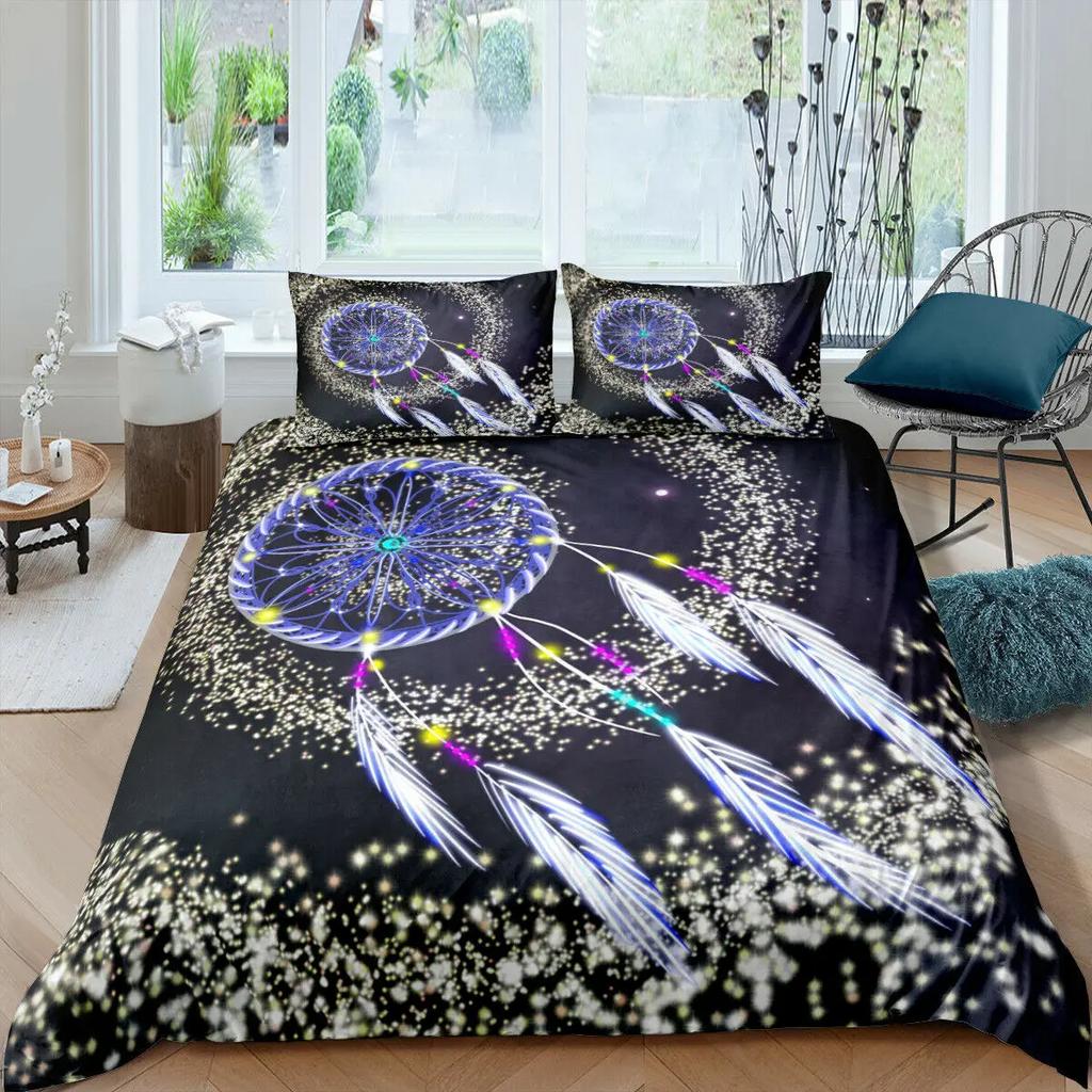 Husă de pilota Dream Catcher Mandala Boemia Pene Poliester Husă de pilota Exotic Etnic Tribal Hippie Full Twin Double Queen King