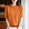 Spring Autumn Women Sweater O-Neck Cashmere Pullover Basic Short Sleeve Clothing Comfort Top Casual Solid