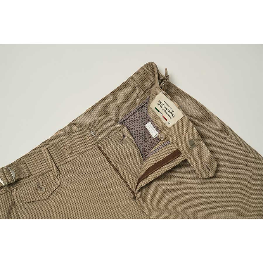 BLACKBROWN Side Adjust Window Pane Check Pants [Brown]
