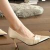 2025 New Women's Fashion Slim Heel Shoes Spring New Pointed Head Shallow Mouth Satin Anti-slip Wear-resistant High Heels