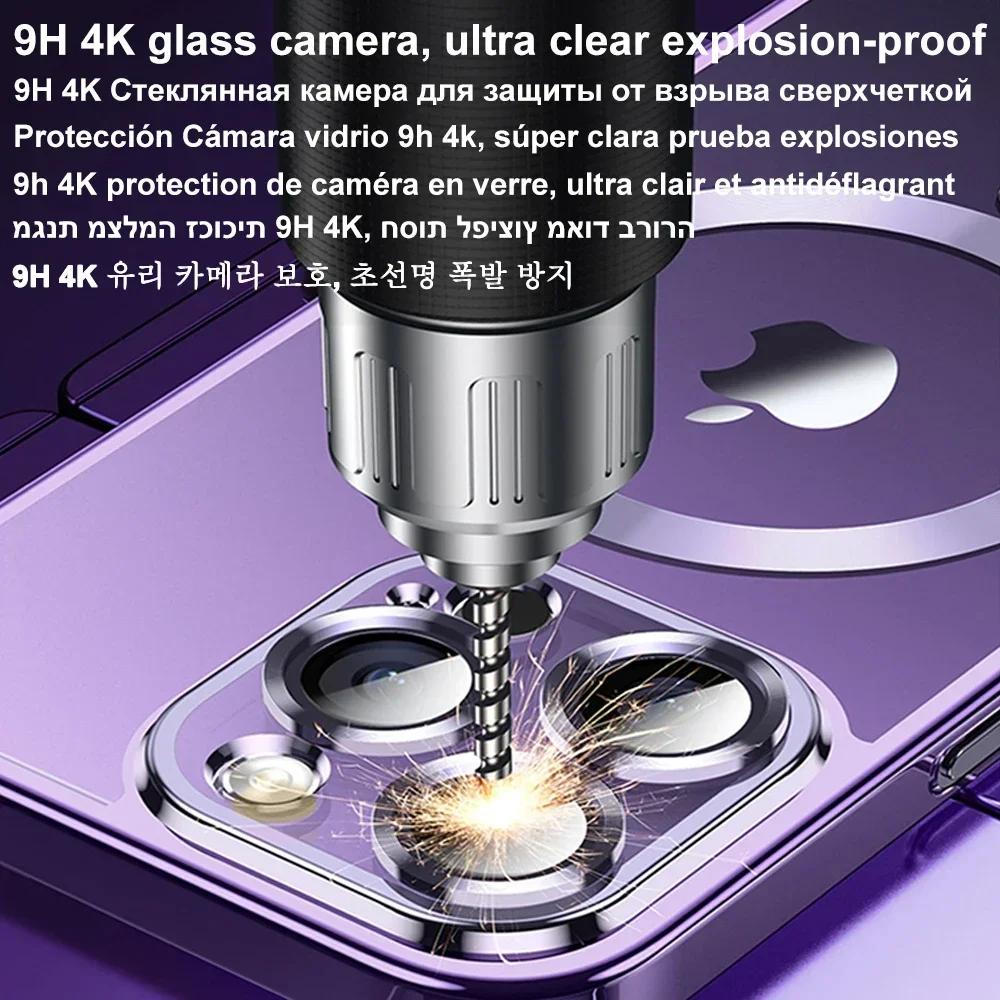 Magnetický Pokovovaný Obal Pre iPhone 16 15 14 Plus 13 12 11 Pro Max Sklo na Ochranné Sklo Objektívu Fotoaparátu Pre Kryt Bezdrôtovej Nabíjačky Magsafe