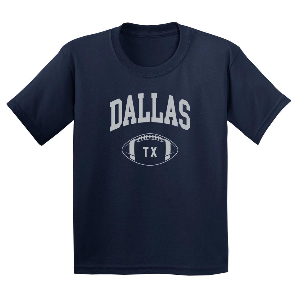 Dallas Classic Football Arch Youth T Shirt - Navy