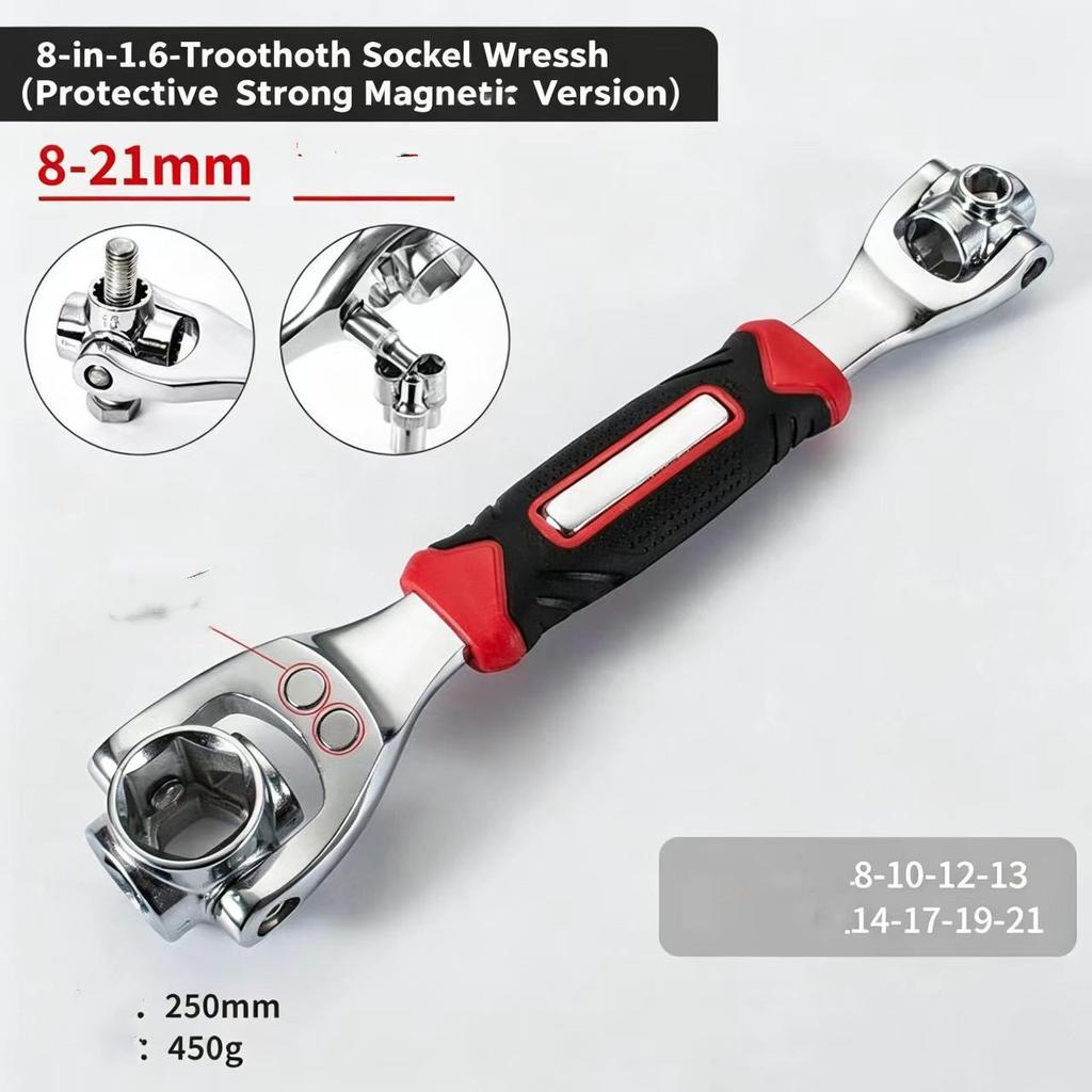 Original Multifunctional Wrench, Universal Rotating Head Wrench for Car Tire Disassembly and Maintenance