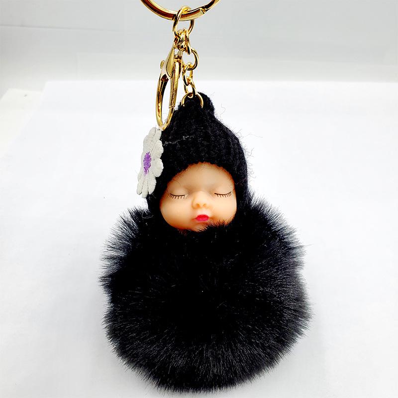 Imitation Rex Rabbit Fur Sleeping Doll Keychain - Cute Sleeping Baby Bag Pendant Gift