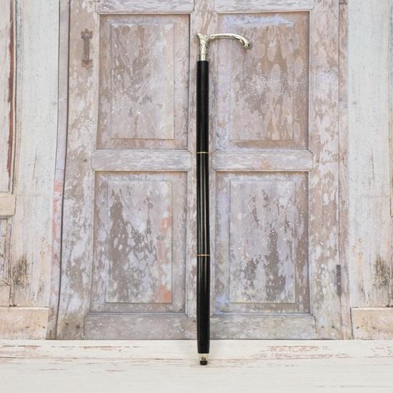 93.98 Cm Walking Stick Dark and Silver Elegant and Solid Cane Gift for Grandfather, Father Gift Idea
