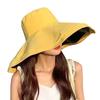 Women Fisherman Hat Big Brim Sun Protection Anti-UV Foldable Pure Color Windproof Strap Heat-resistant Vinyl Travel Beach Outdoor Cap