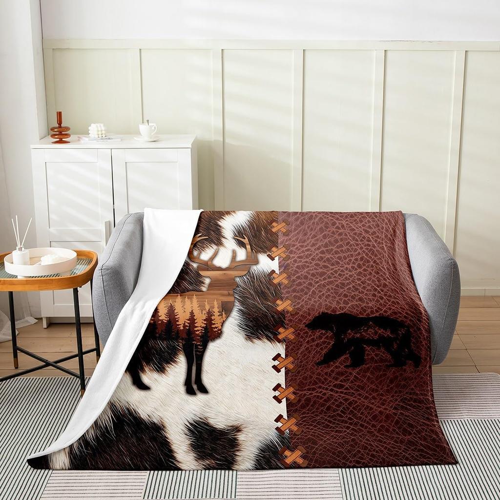 Japanese Style Soft Warm BlanketRainbow Butterfly Throw BlanketCherry Blossoms Fleece BlanketInk Painting Style Fuzzy Blanket