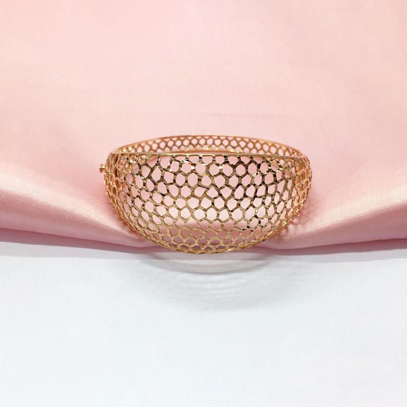 

Purple Gold Simple Hollow Princess Wide Bracelet Plated Rose Gold Car Flower Honeycomb Bracelet Women (52-56 ring mouth/approx. 18cm)