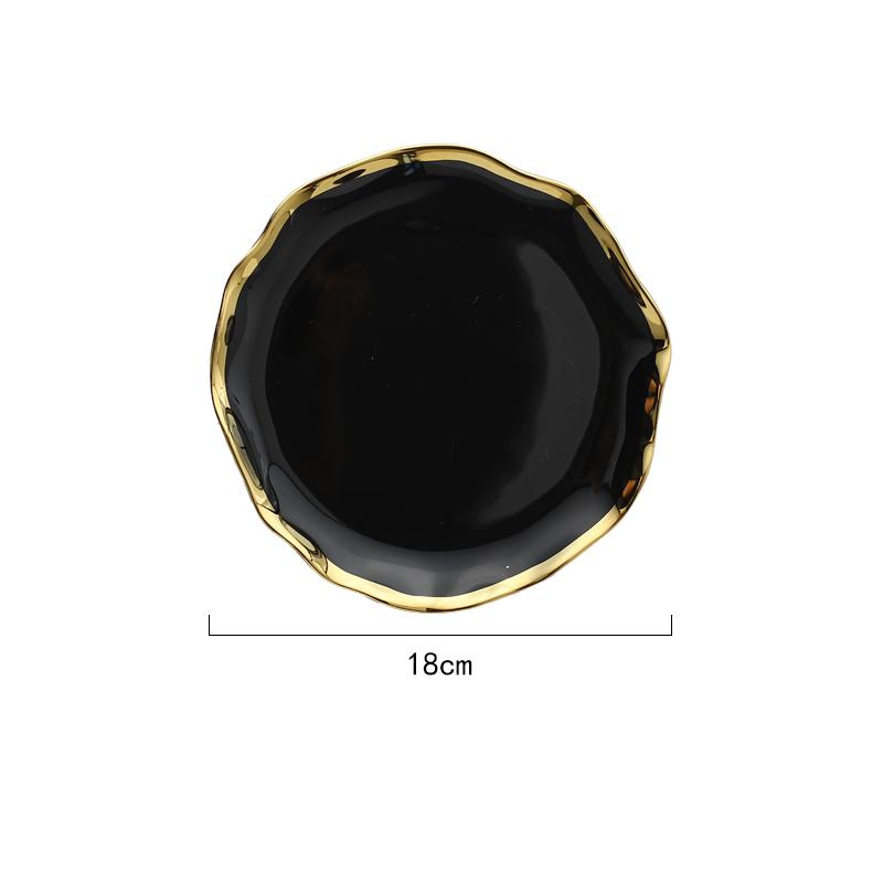 Nordic Golden Stroke Ceramic Plate Light Luxury Black White Pasta Steak Dinner Plates Dessert Dishes Soup Bowls Home Tableware