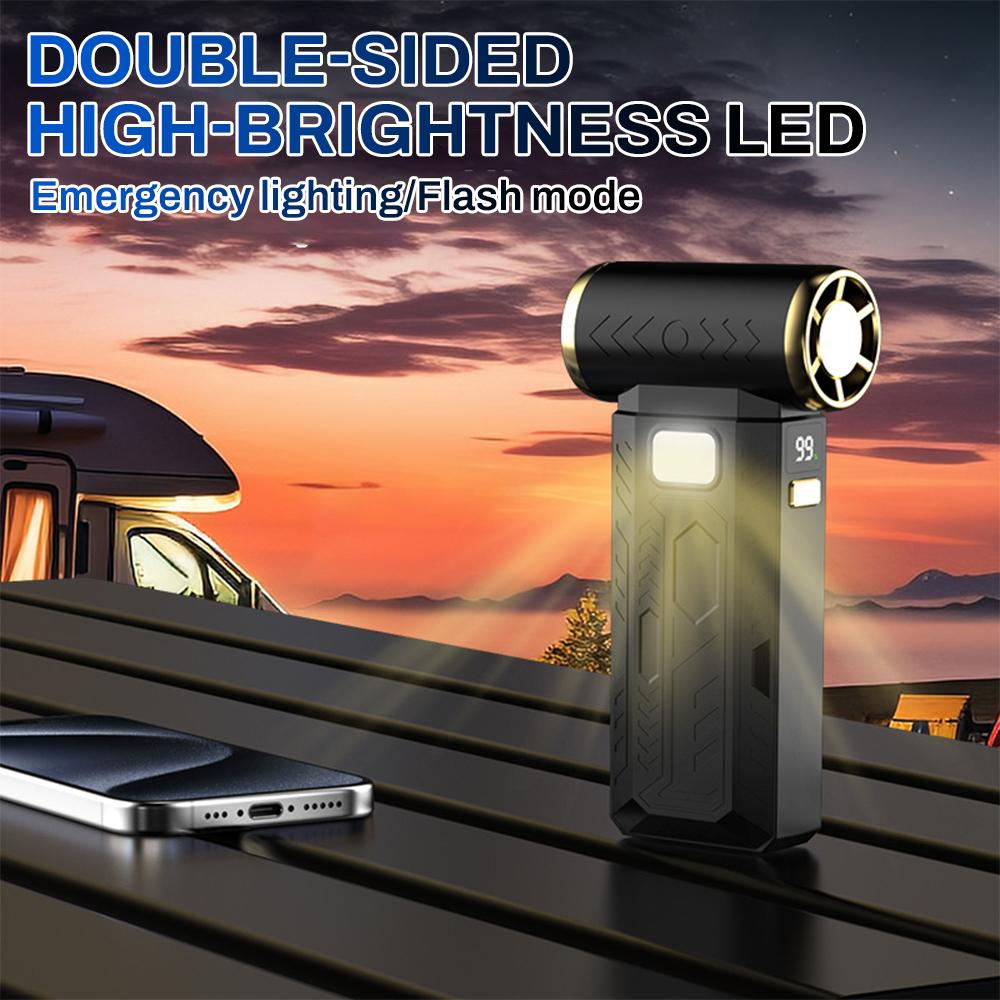 350000RPM Powerful Dust Blower Double-Sided Lighting Turbo Fan Jet 6 Gear Speed Strong Wind Mini Violent Fan Type-C Rechargeable