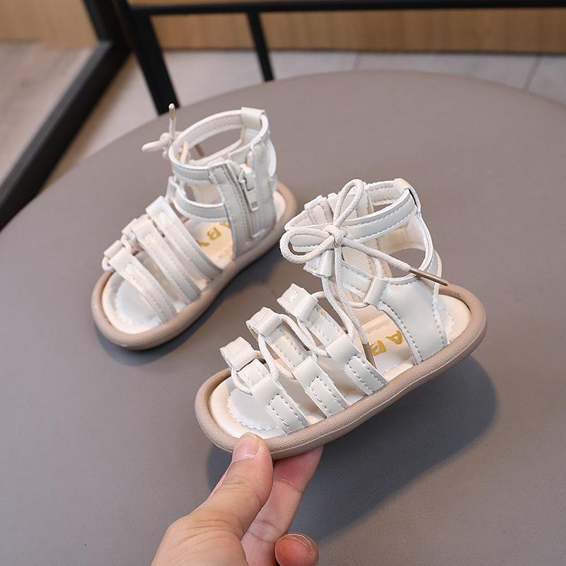 

New Sandals Fashion Casual Child Shoe Trendy Simple Girl Shoe Retro Versatile Princess Shoes Flat Bottom Daily Beach Shoes Niño 15insole12cm бежевый