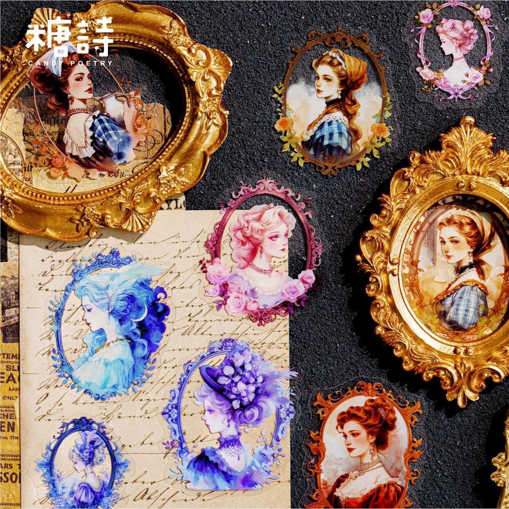 40 pcs Vintage portrait character sticker PET sticker pack diy ledger decorative seal sticker Scrapbook calendar art Diy crafts