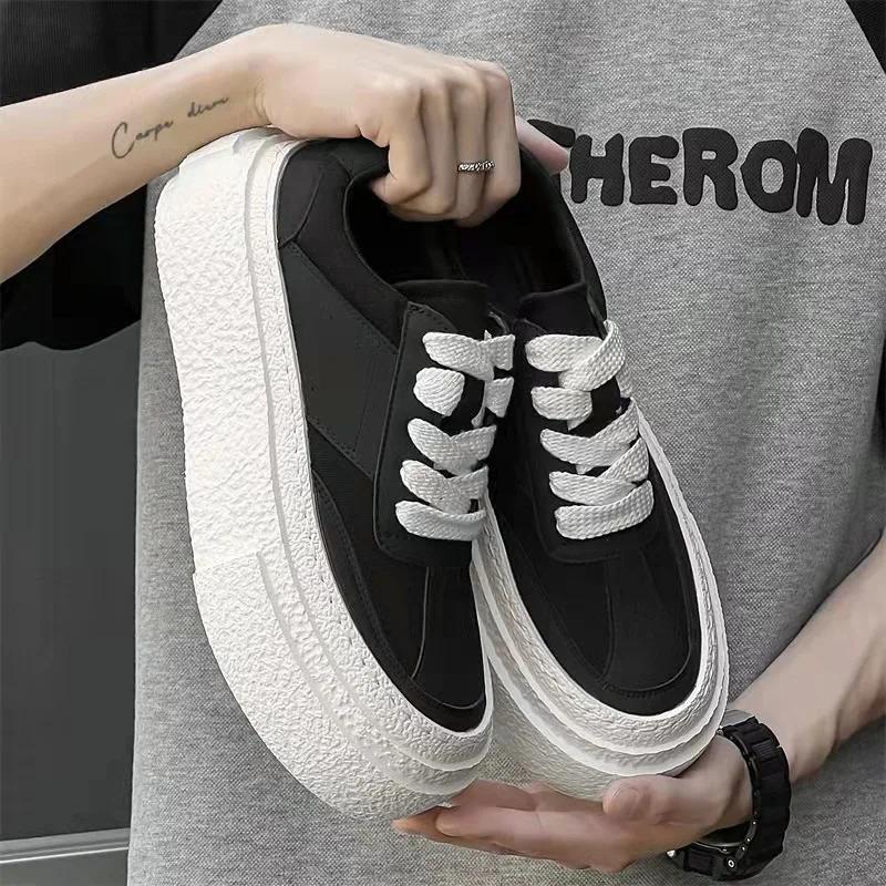 

Fashion SYTK Spring Autumn New Designer Men s Vulcanize Shoes Fashion Casual Black White Men s Shoes Lace Platform Sneakers Male 44
