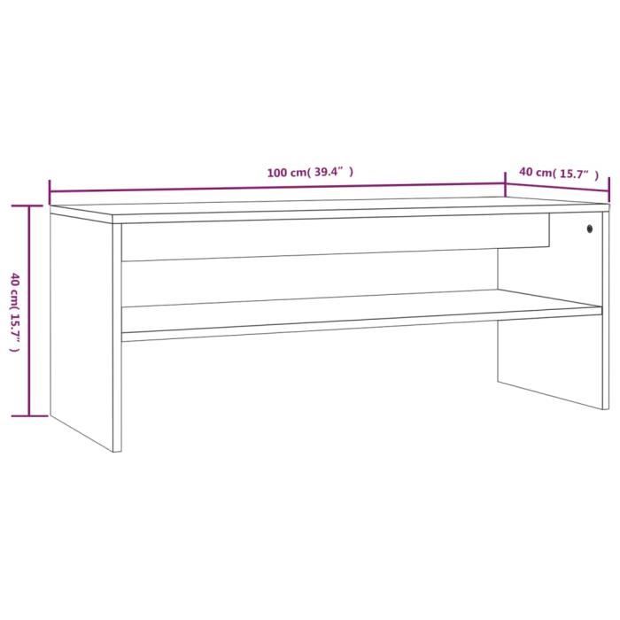 VidaXL Table basse Sonoma gris 100x40x40 cm Bois d'ingénierie 815256