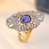 Vintage Inlaid Purple Stone CZ Women's Ring Ethnic Two Color Hand Carving Daily Wear Party Jewelry Anniversary Gift