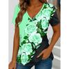 Camiseta de Verano para Mujer Estampado de Flores Retro Manga Corta Camisetas Casuales Tops Estampados