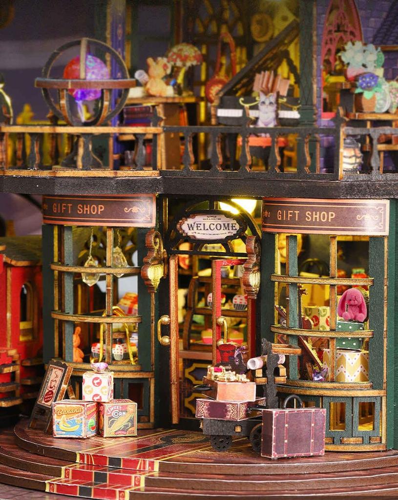 moin moin Dollhouse Miniature DIY Kit Set [English Instructions] Phantom Castle, Pop-Up Train, Gimmick, Steampunk, Victorian, Magic, Castle,