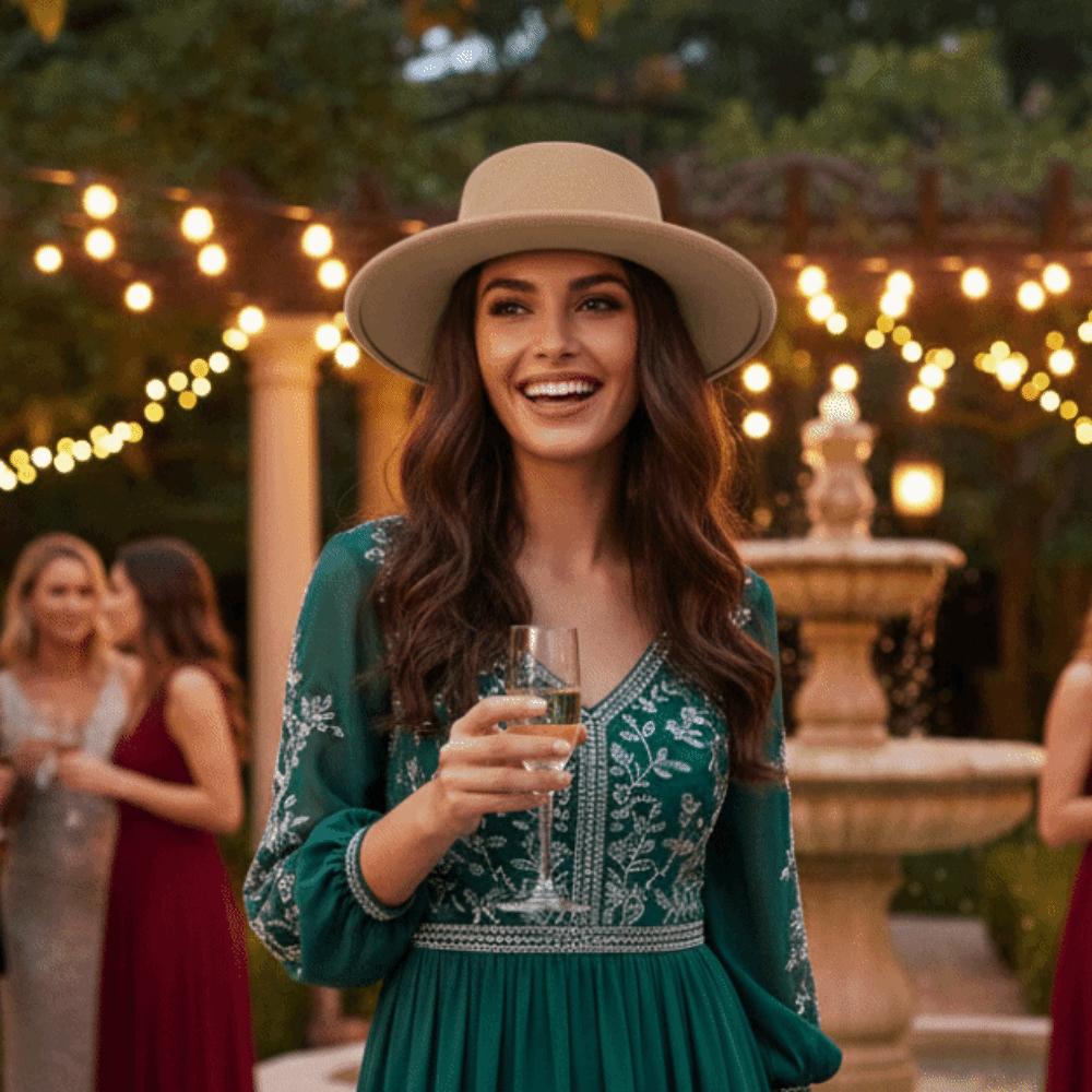 Belt Buckle Felt Hat Elegant Women Jazz Hat Trendy Woolen Flat Top Hat Outdoor Activities