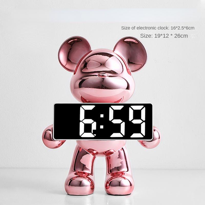 Light Luxury Creative Violent Bear Clock Ornament Entrance Living Room Decoration Wine Cabinet TV Cabinet Home Decor Crafts