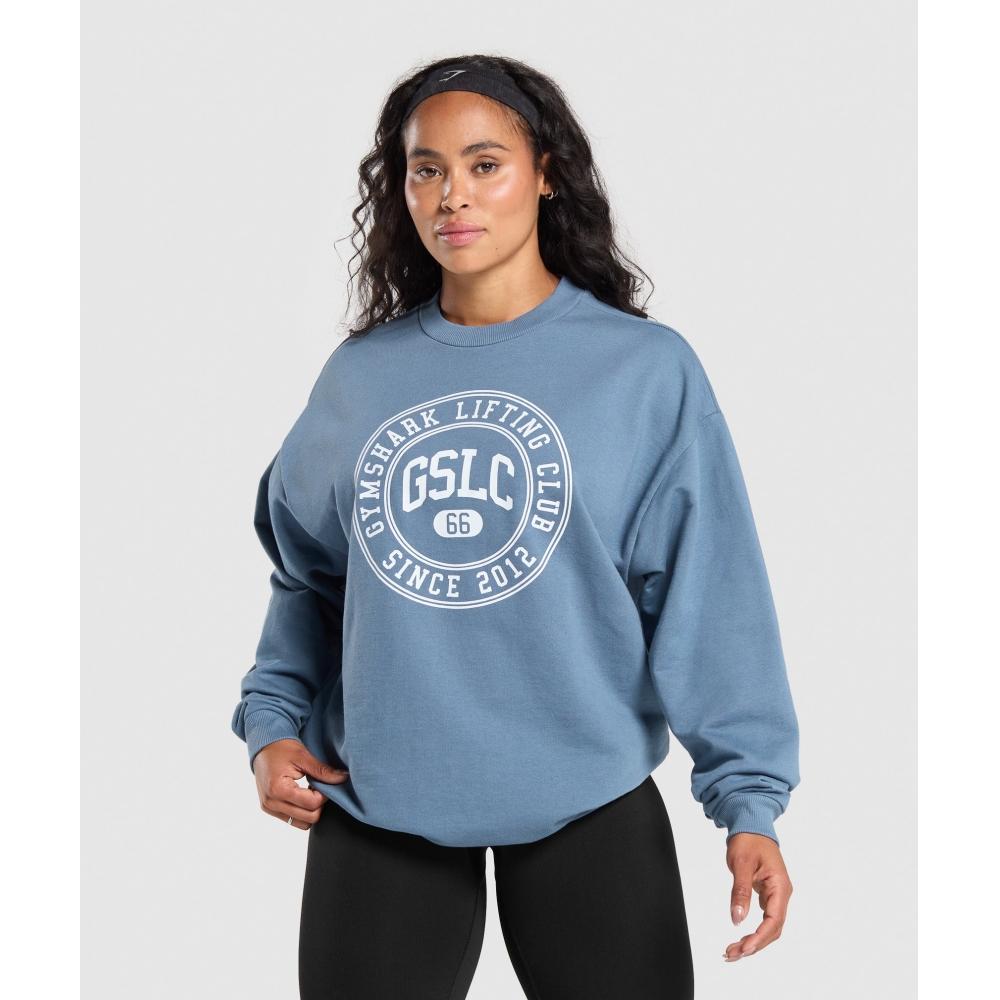 

Gymshark Gslc Weight Graphic Свитер выцветший синий B2b8e Ucmg XS