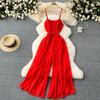 Holiday Wear Chic Summer New Design Sense Lace-up Waist-Controlled Youthful-Looking Loose Wide Leg Leisure Suspender Jumpsuit