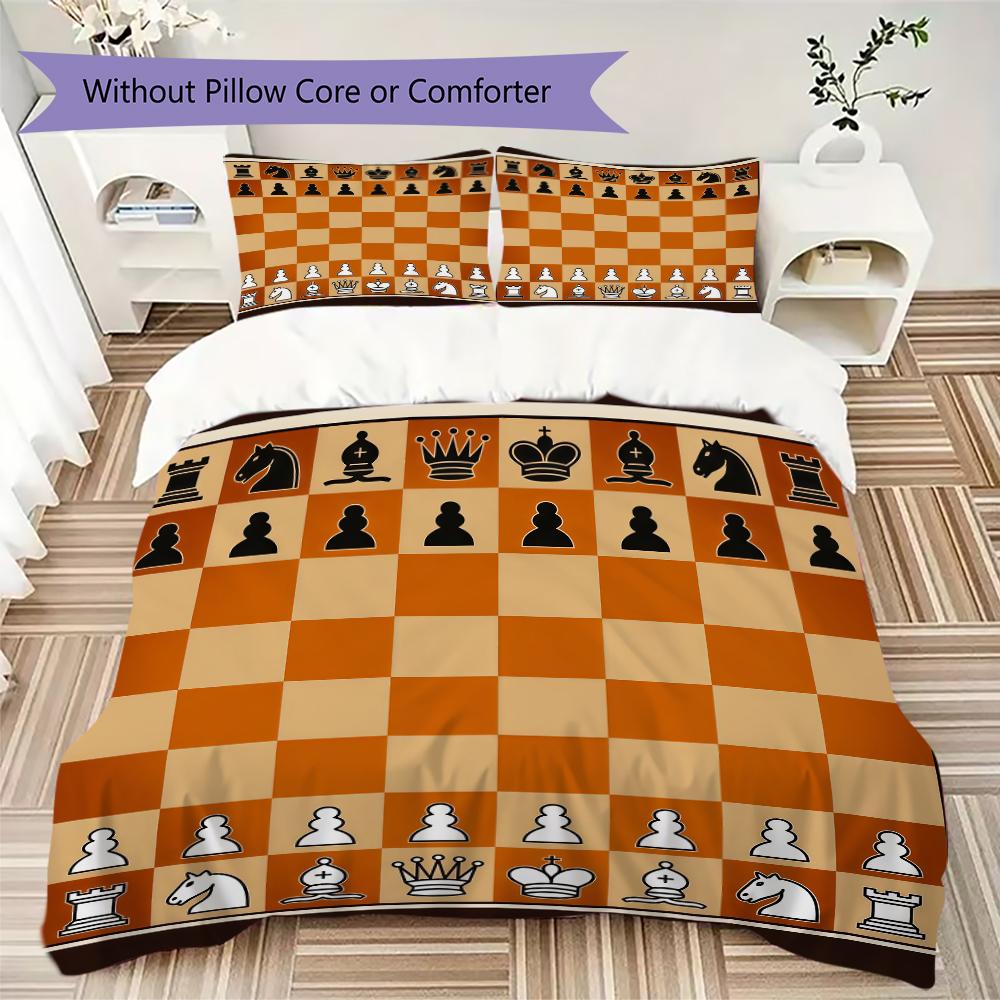 Chess Pattern Bedding Uilt Set Uilt Cover Pillowcase Home Decoration Birthday Gift (1 * Duvet Cover + 2 * Pillowcase Without Core)