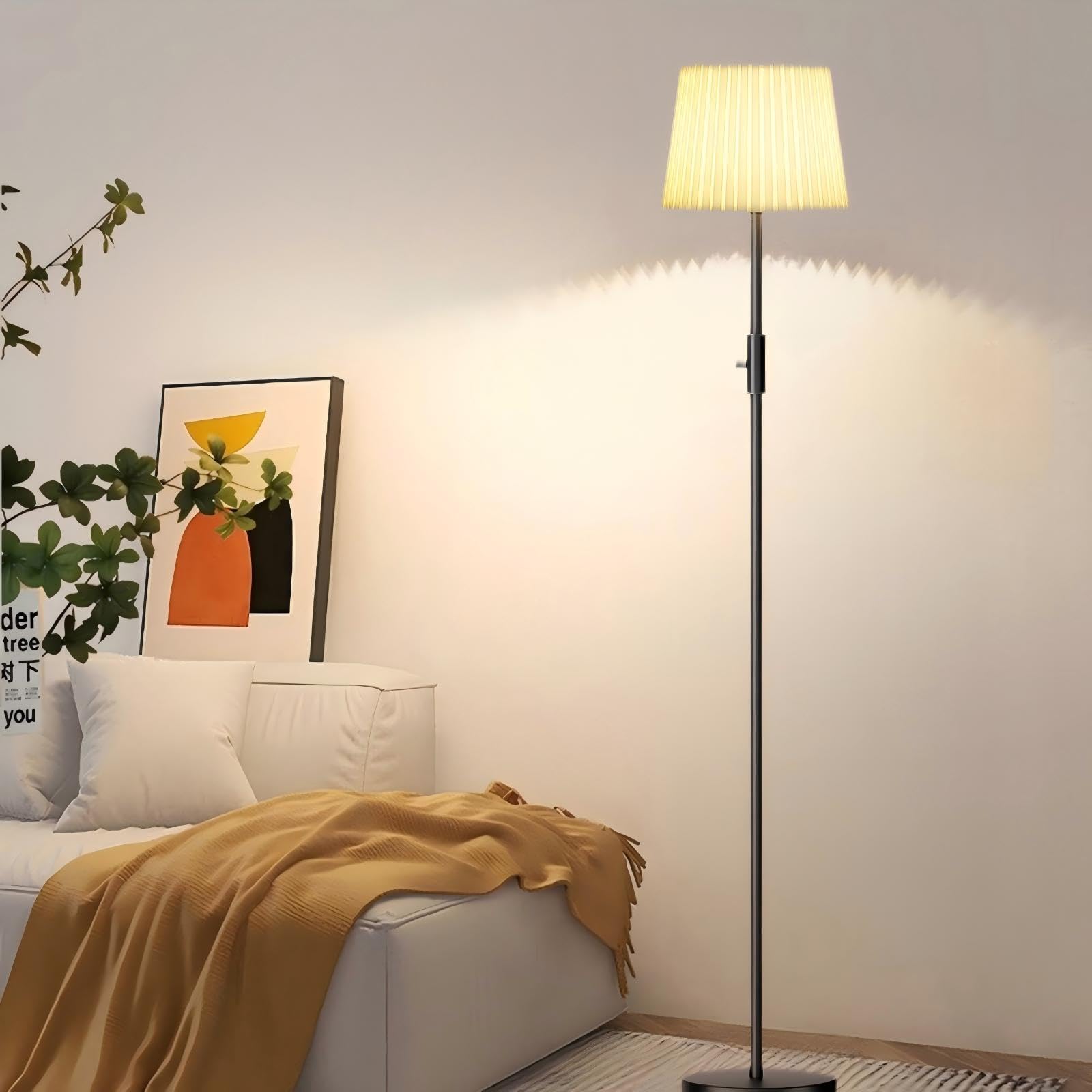 

Jplednas Floor Lamp, Stylish Indirect Lighting, Stand Light, 3-Color Dimmable, 12W LED Bulb Included, 154cm Tall, Pleated Lampshade, Japanese Modern,
