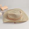 Outdoor Cowboy Strawhat Wide Brim Sun Hat with Wind Lanyard Breathable Casual Beach Hat (Khaki)
