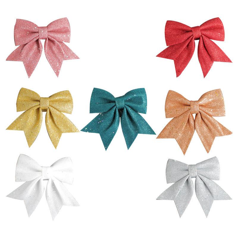 Christmas Gold Powder Bow-shaped Christmas Tree Decoration Pendant Gift Box Accessory
