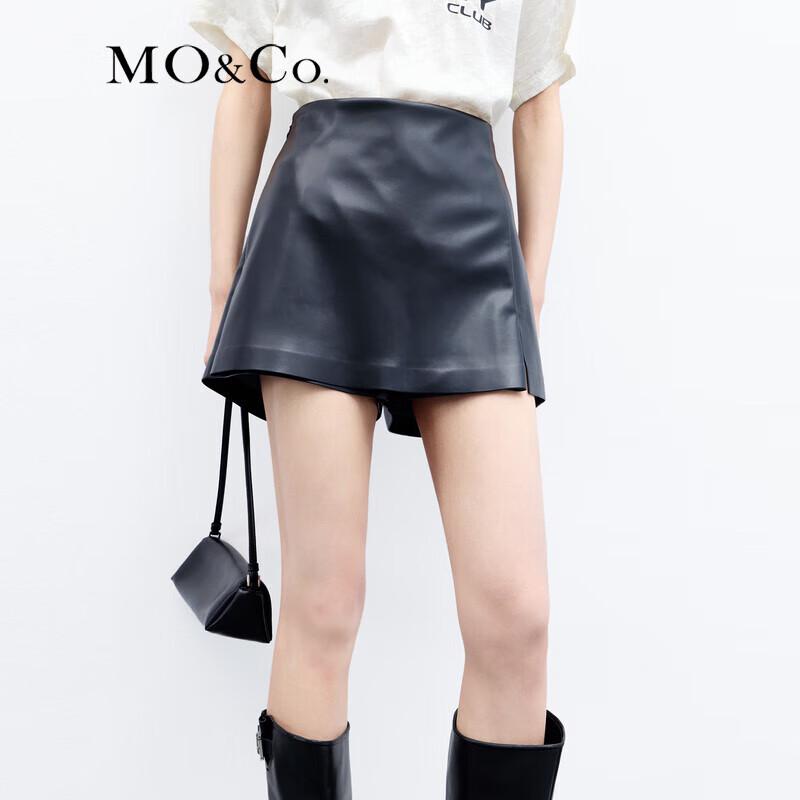 MO&Co. Women's High-Waist A-Line PU Leather Skorts