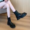 Herbst und Winter Britischer Stil Plateau Dicke Ferse Chelsea Boots Großer Schaftumfang Kurze Stiefel Martin Boots Dünn Erweitert Große Größe Damen