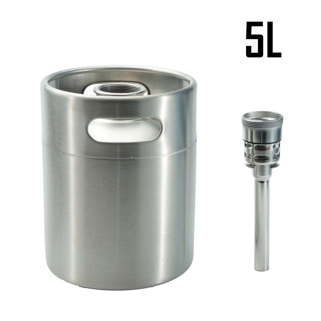 Mini Keg 5L/128OZ with Type S/D Spear Single Wall Portable Works Craft Beverage Kombucha Nitro Coffee Seltzer