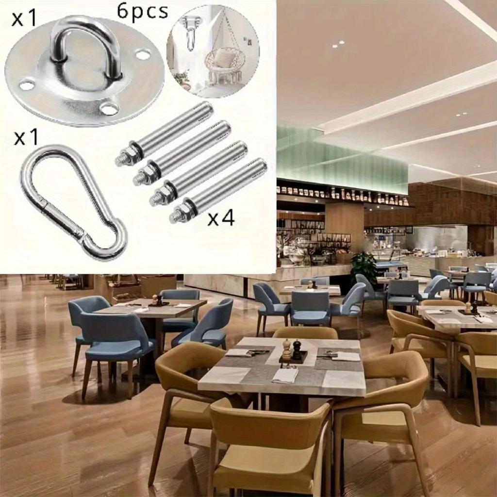 6pcs Rotate Heavy Duty Hooks for Hanging Swivel Hammock Hooks Swing Hook for Ceiling Wooden Porch, Gym Yoga Suspension Hooks Swing Kit