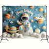 One "Happy Birthday Astronaut" space-themed party banner background cloth party banner children's birthday party decoration