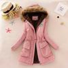 Damen Herbst Winter Warme Pelz Kapuzenparkas Dicke Baumwolle Slim Gepolsterter Mantel Lässig Vintage Streetwear Übergroßer Übermantel Jacken