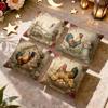 Vintage Floral Chicken Art Cushion Cover Soft Short Plush Pillow Cover Smooth Cozy Texture Aesthetic Cushion Case Home Decor