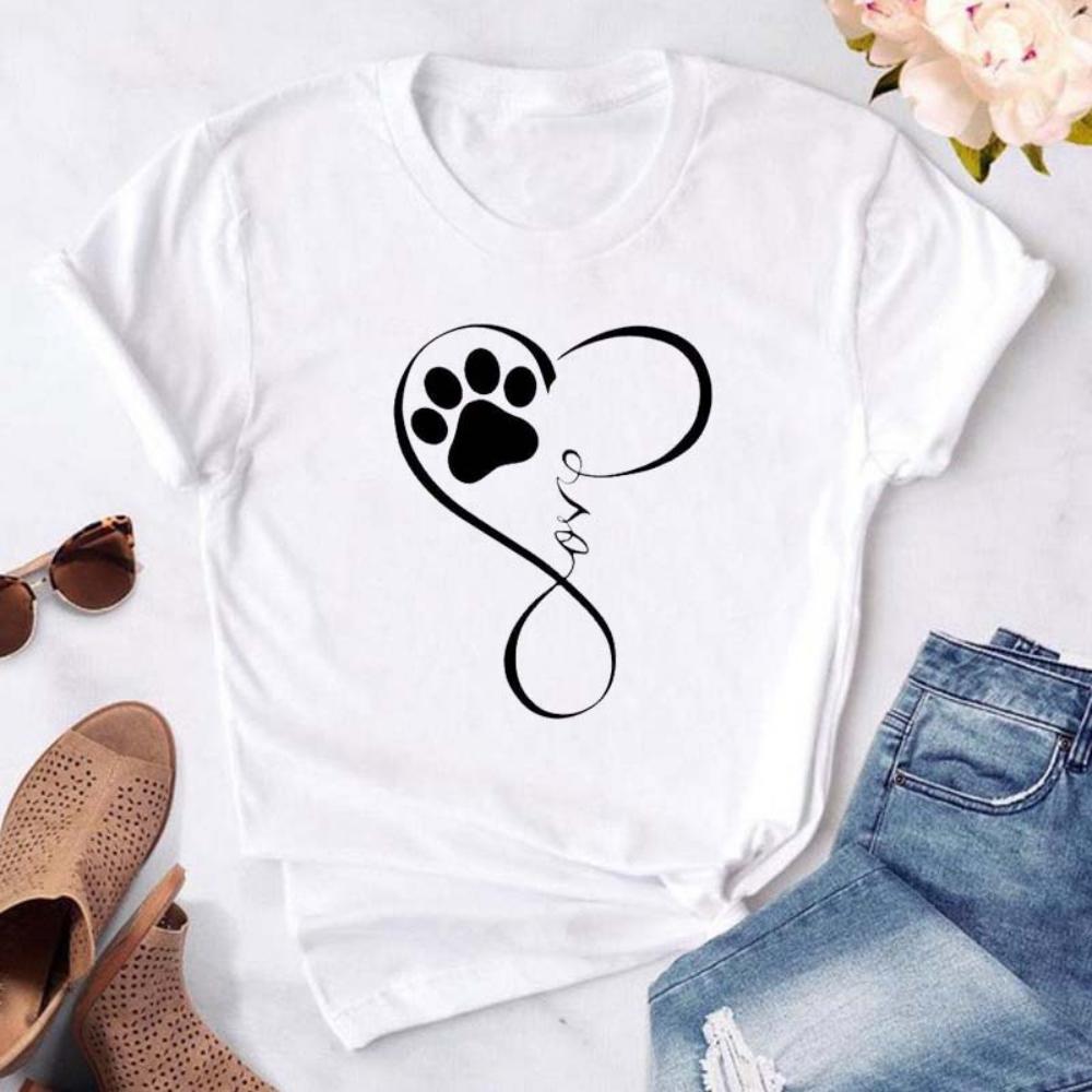 Black White Cartoon Dog Paws Tshirt Dogloving Pet Owner Tshirt Durable Plussize Casual Unisex Women Unisex Tshirt Daily Wear