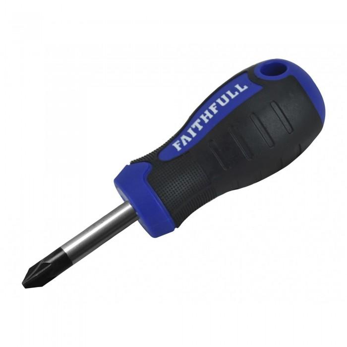 Faithfull Soft Grip Stubby Screwdriver Pozidriv Tip Pz2 X 38mm