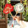 Ancient Handheld Flora Embroidered Fan with Pendant Floral Shaped Chinese Style Fan Butterfly Tassels Group Fan Photography Prop