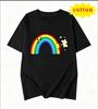 Fun Cartoon Rainbow Unisex Print Tshirt Pure Cotton Loose Short Sleeve Unisex Summer Casual Top